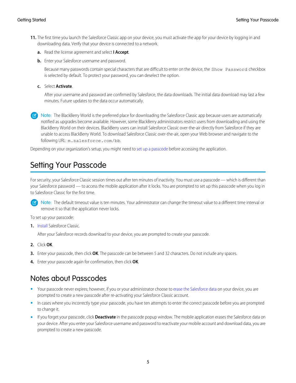 Setting your passcode | Blackberry Classic User Manual | Page 11 / 57