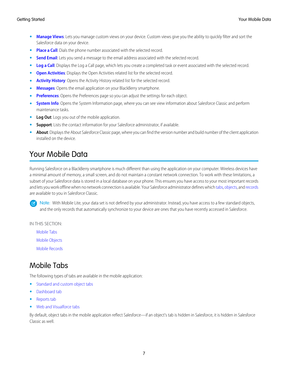 Your mobile data, Mobile tabs | Blackberry Classic User Manual | Page 13 / 57