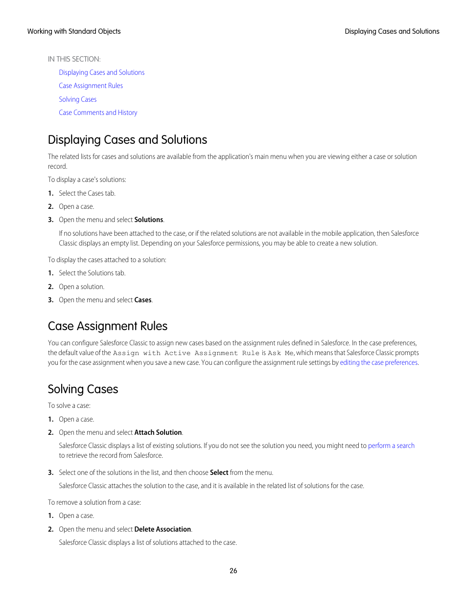 Displaying cases and solutions, Case assignment rules, Solving cases | Blackberry Classic User Manual | Page 32 / 57