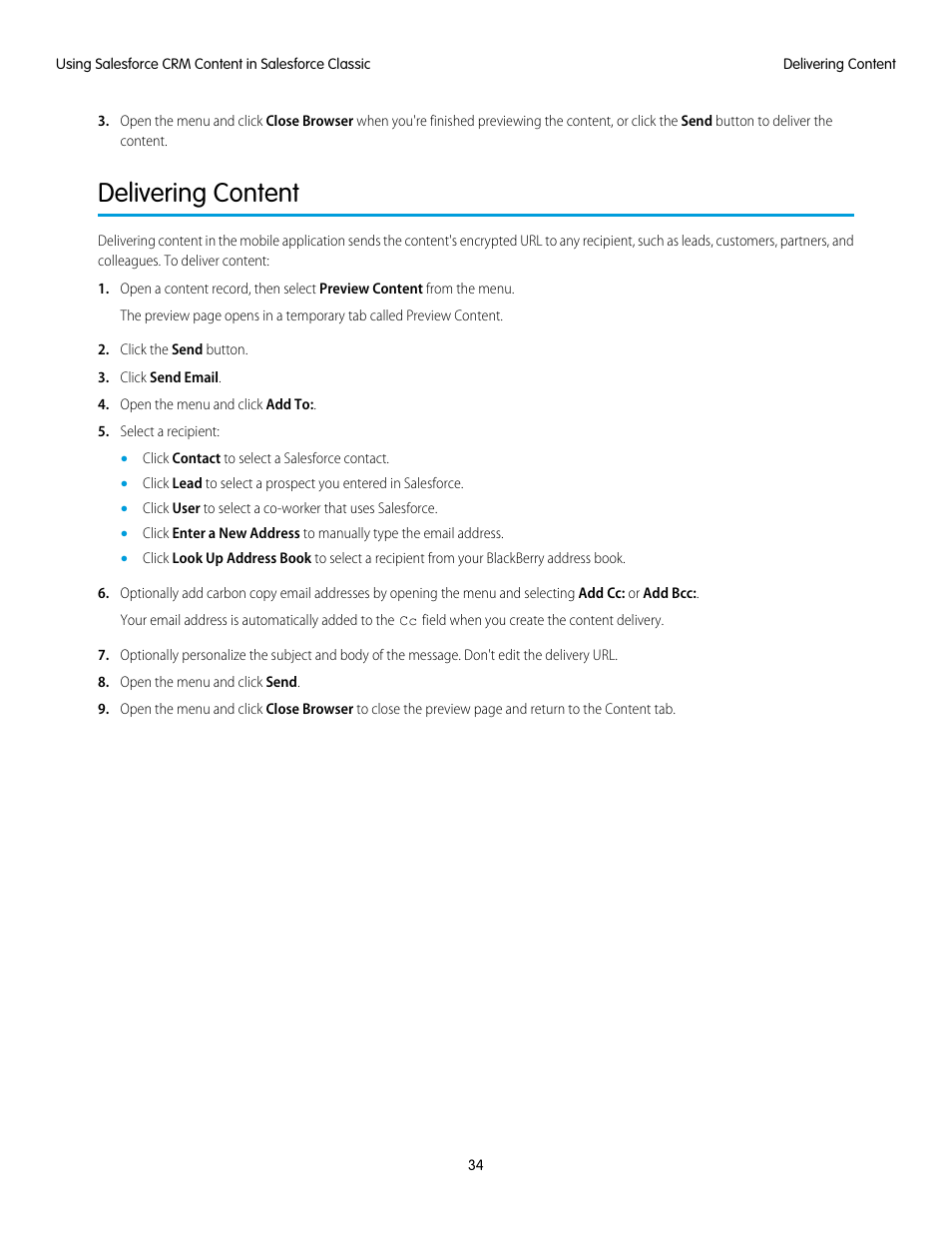 Delivering content | Blackberry Classic User Manual | Page 40 / 57