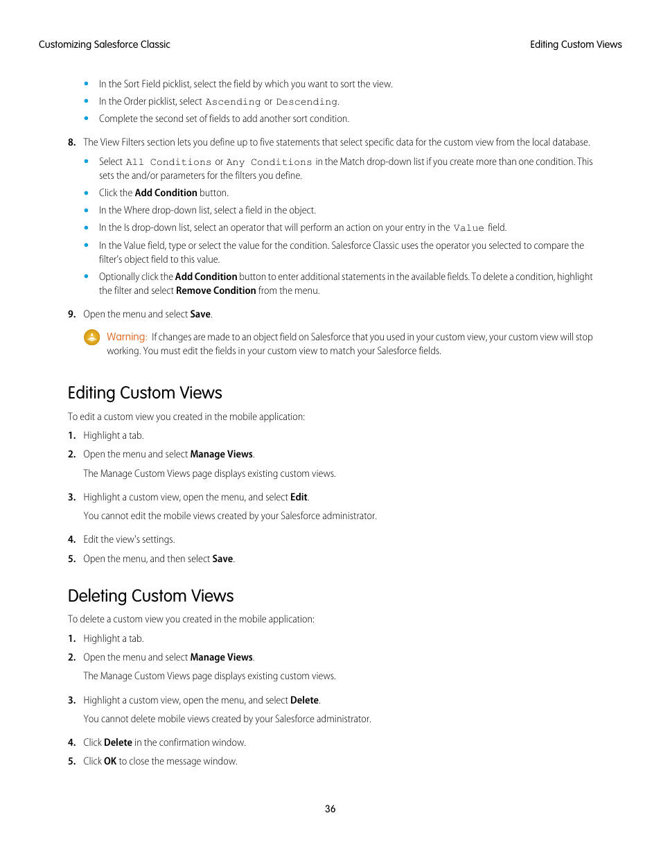 Editing custom views, Deleting custom views | Blackberry Classic User Manual | Page 42 / 57