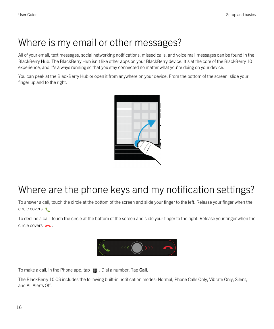 Where is my email or other messages | Blackberry Passport User Manual | Page 16 / 278