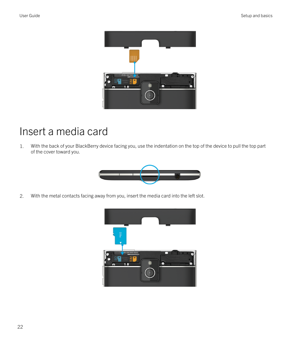 Insert a media card | Blackberry Passport User Manual | Page 22 / 278