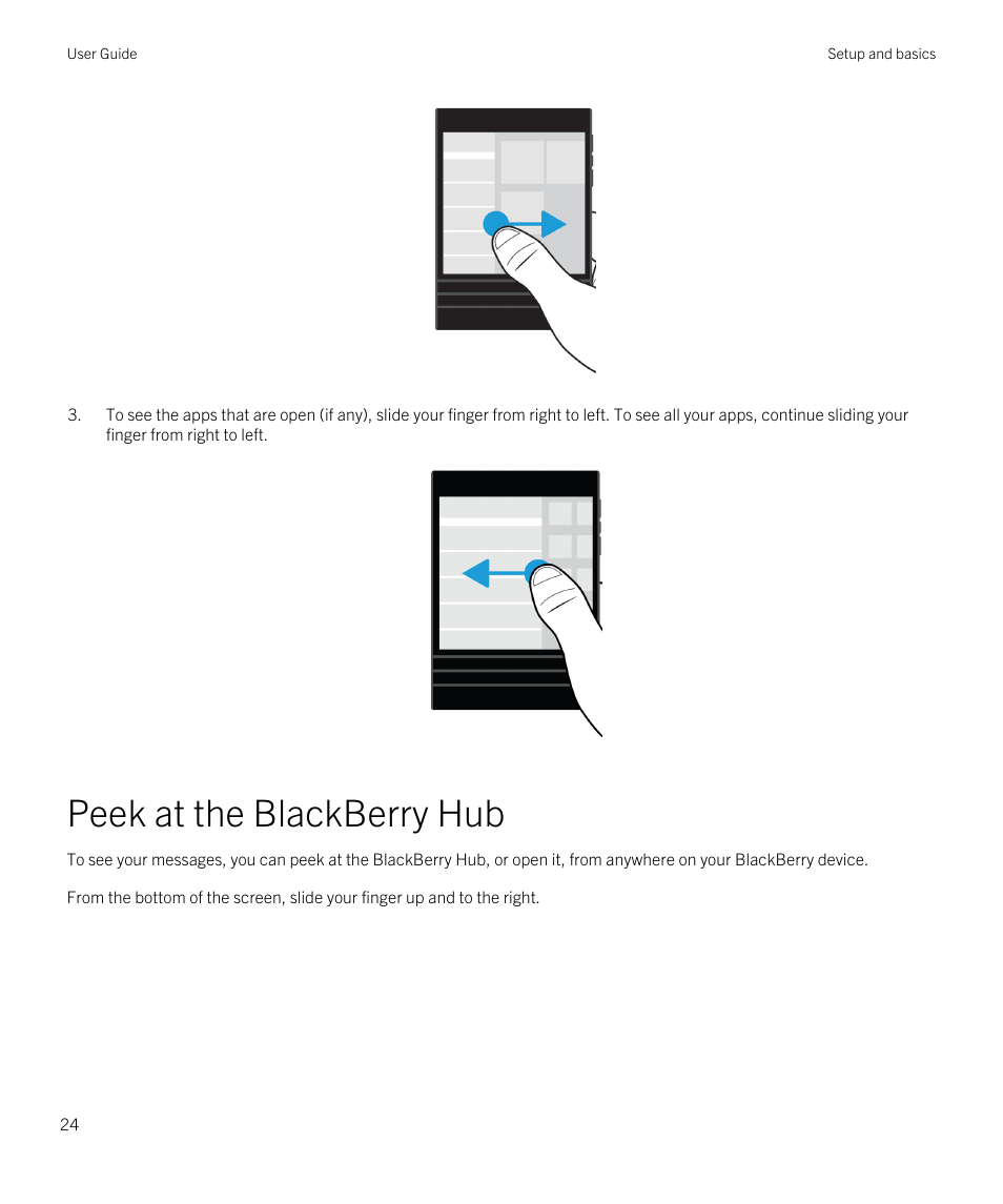 Peek at the blackberry hub | Blackberry Passport User Manual | Page 24 / 278