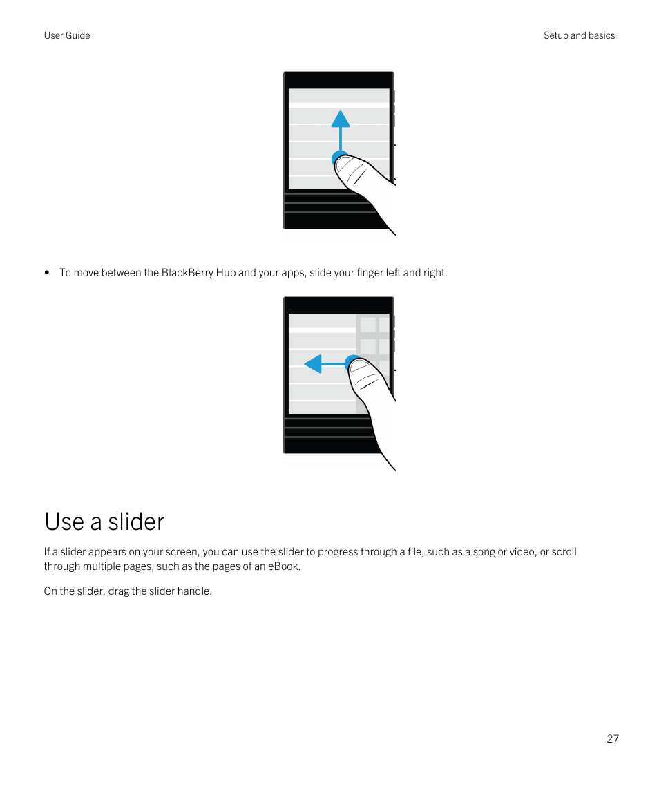 Use a slider | Blackberry Passport User Manual | Page 27 / 278