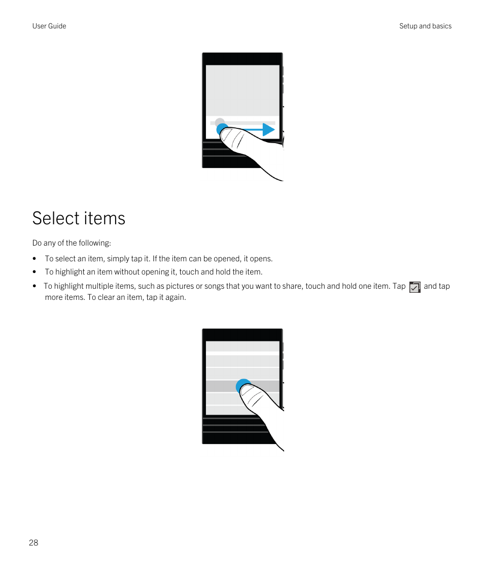 Select items | Blackberry Passport User Manual | Page 28 / 278