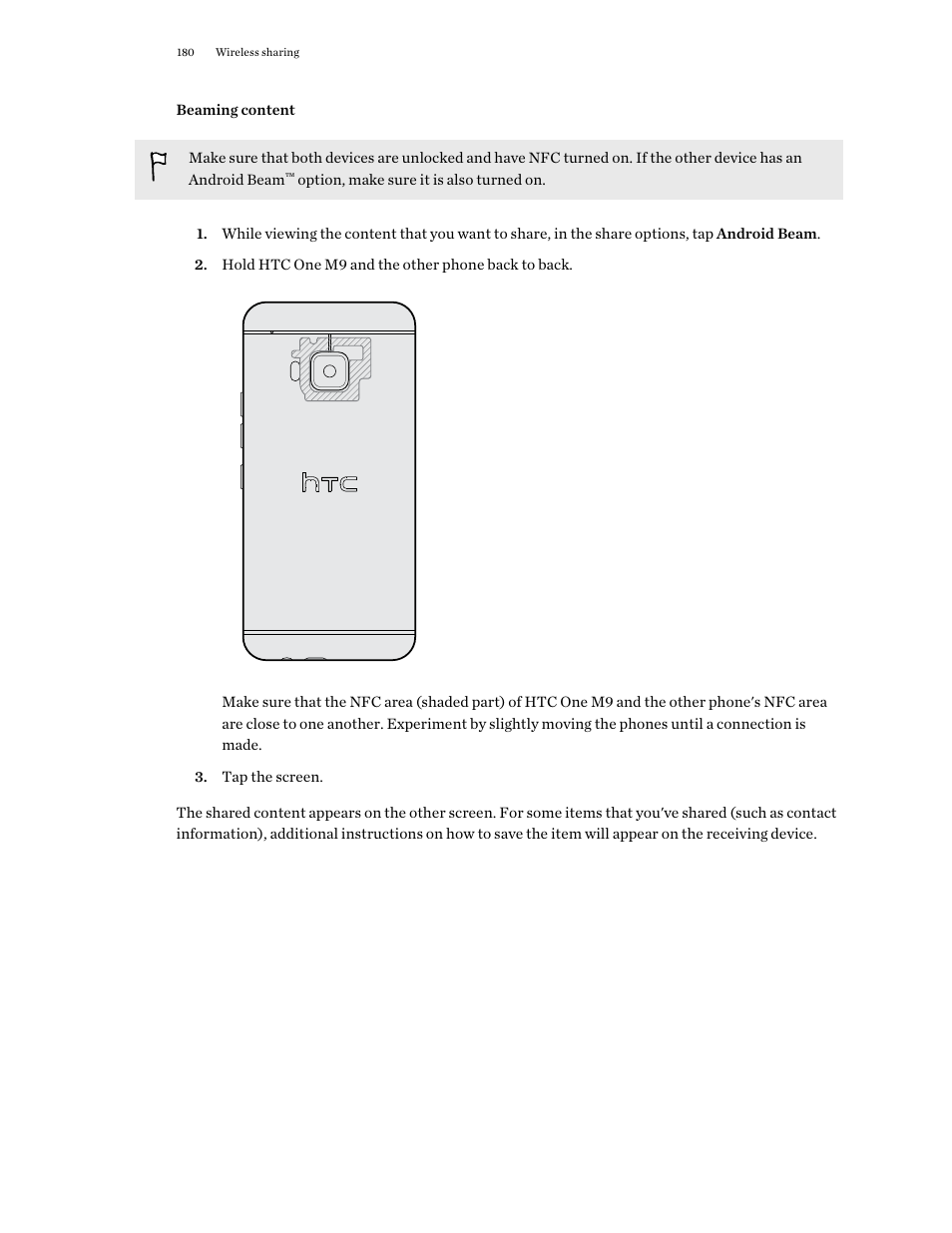Beaming content | HTC One M9 User Manual | Page 180 / 197