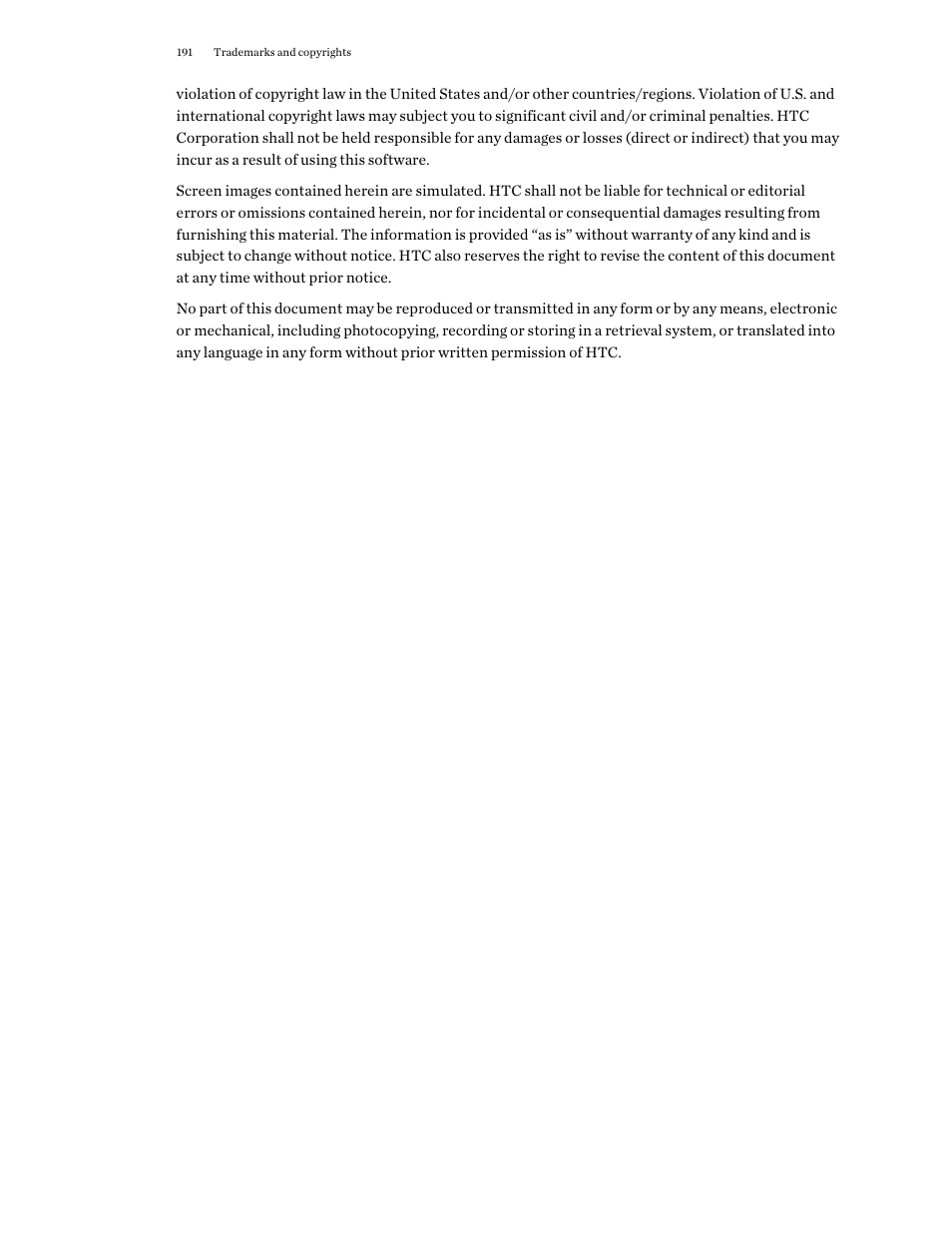 HTC One M9 User Manual | Page 191 / 197