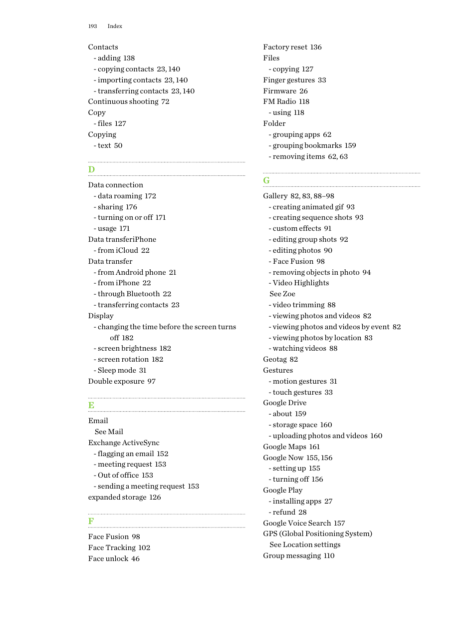 HTC One M9 User Manual | Page 193 / 197