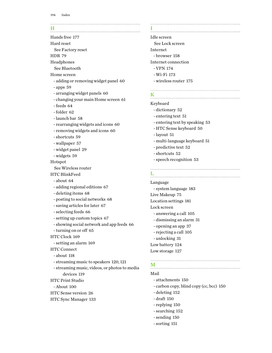 HTC One M9 User Manual | Page 194 / 197