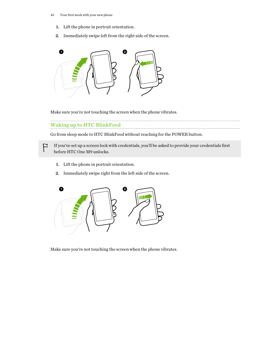 Waking up to htc blinkfeed | HTC One M9 User Manual | Page 43 / 197