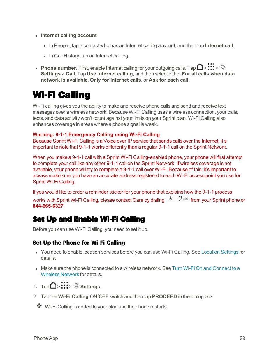 Wi-fi calling, Set up and enable wi-fi calling | HTC One M9 User Manual | Page 112 / 304