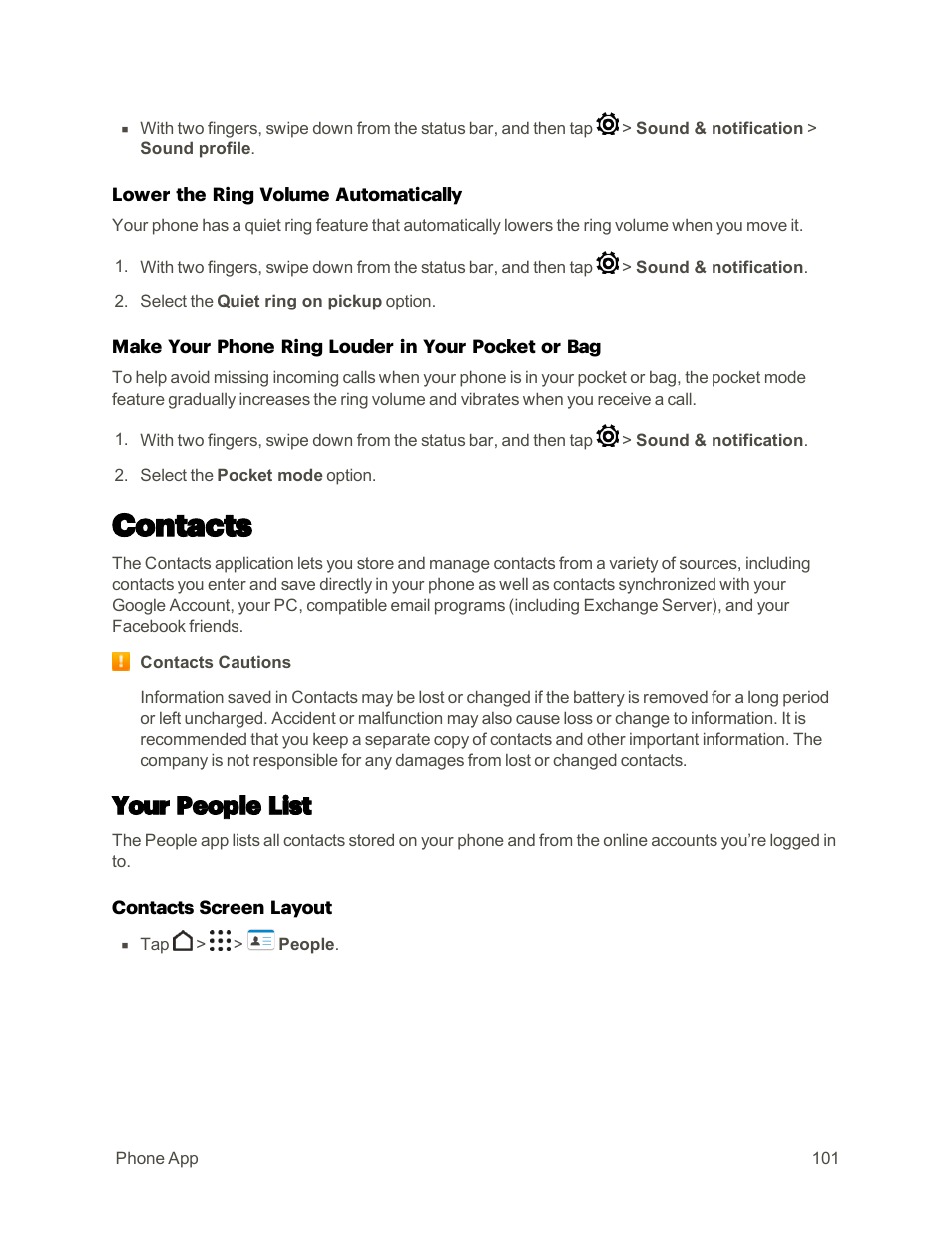 Contacts, Your people list | HTC One M9 User Manual | Page 114 / 304