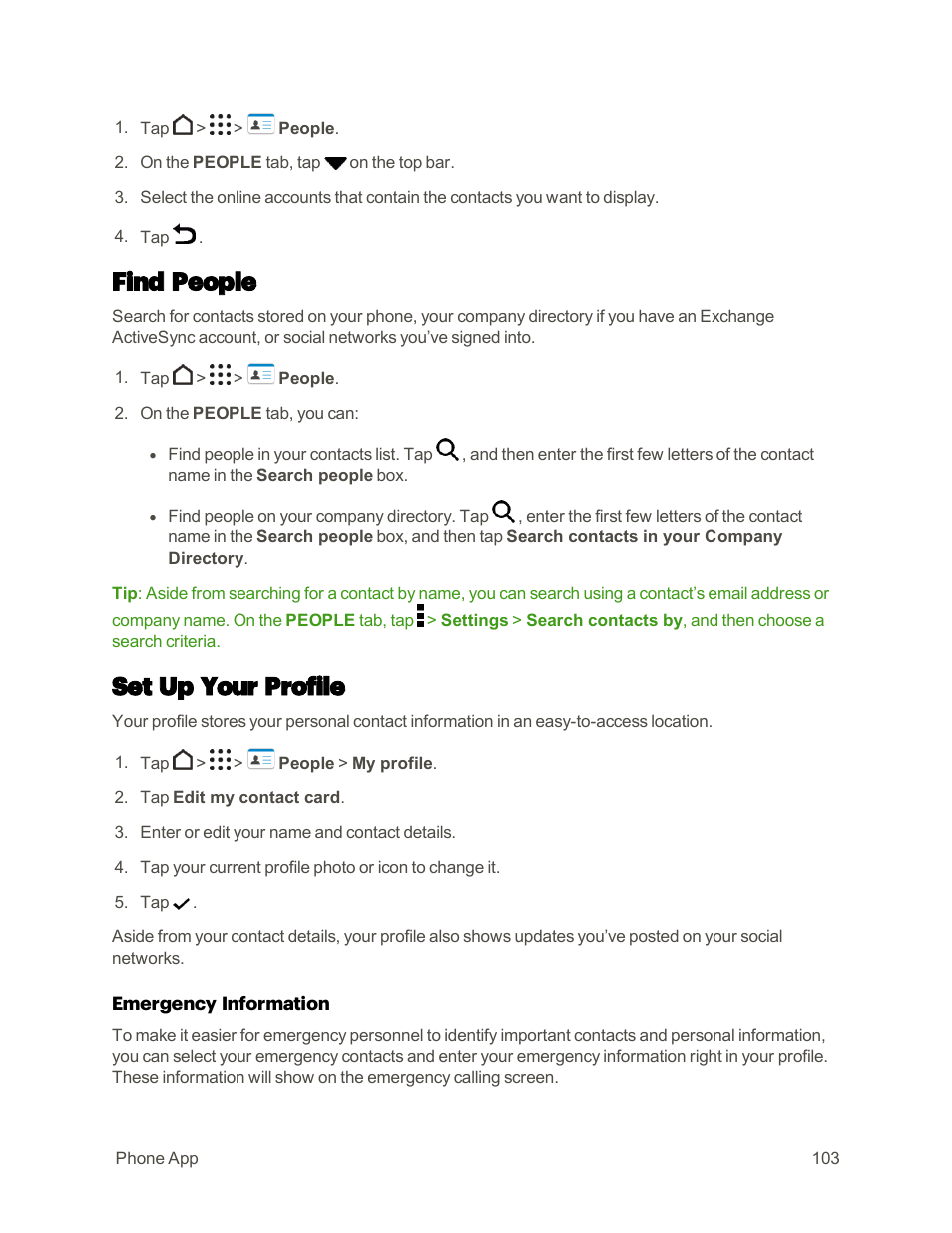 Find people, Set up your profile | HTC One M9 User Manual | Page 116 / 304