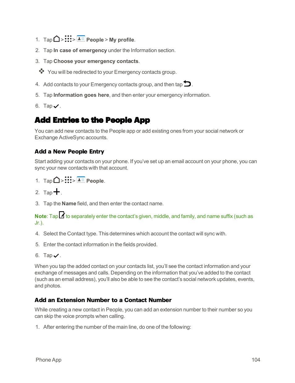 Add entries to the people app | HTC One M9 User Manual | Page 117 / 304