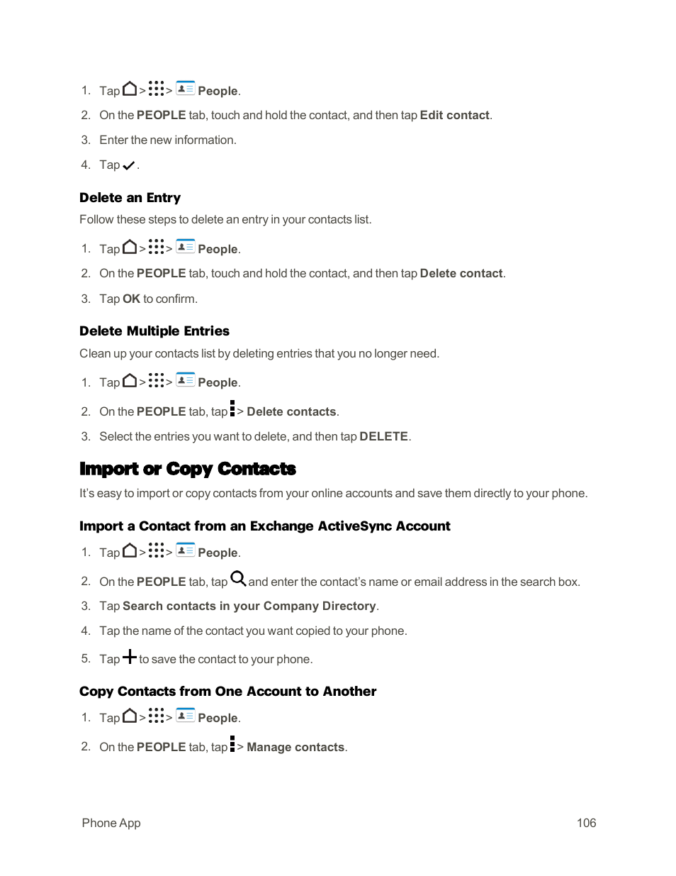 Import or copy contacts | HTC One M9 User Manual | Page 119 / 304