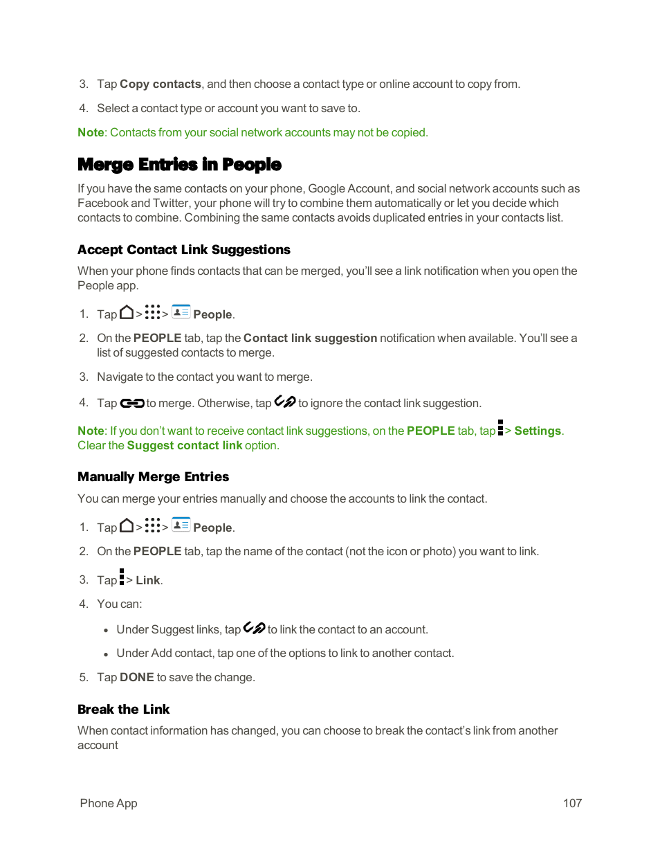 Merge entries in people | HTC One M9 User Manual | Page 120 / 304
