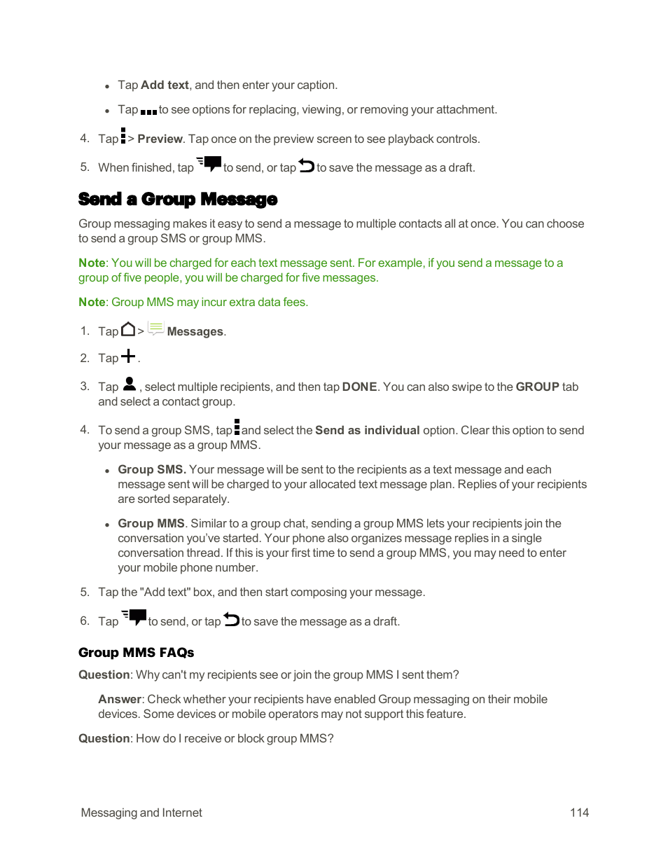Send a group message | HTC One M9 User Manual | Page 127 / 304