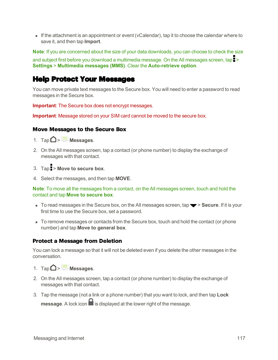 Help protect your messages | HTC One M9 User Manual | Page 130 / 304