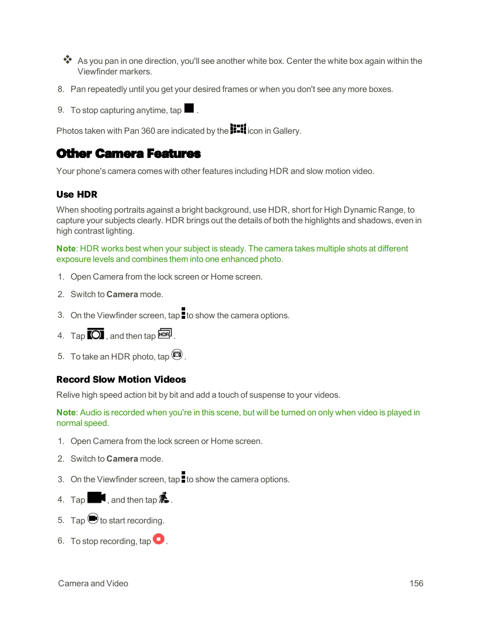 Other camera features | HTC One M9 User Manual | Page 169 / 304