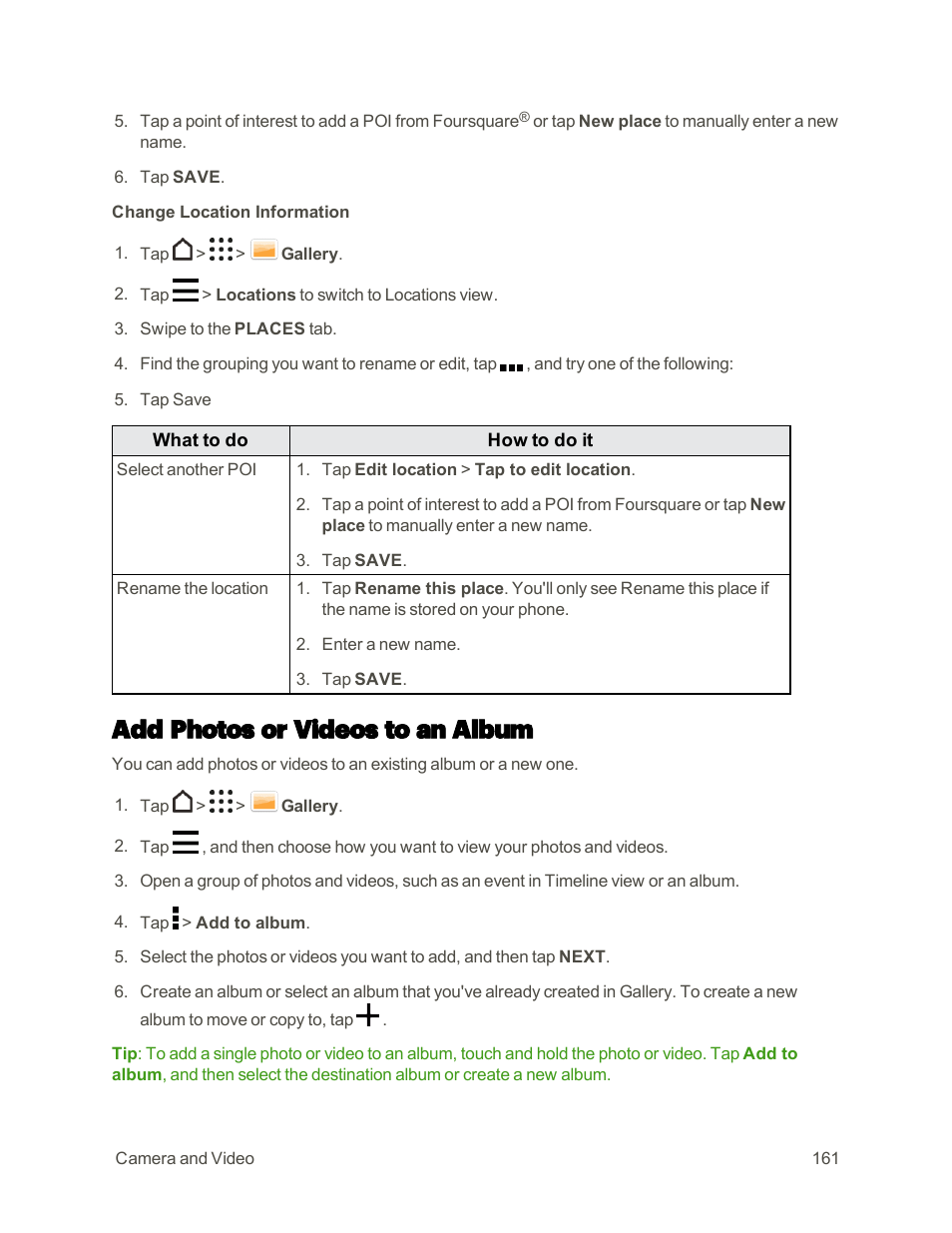 Add photos or videos to an album | HTC One M9 User Manual | Page 174 / 304