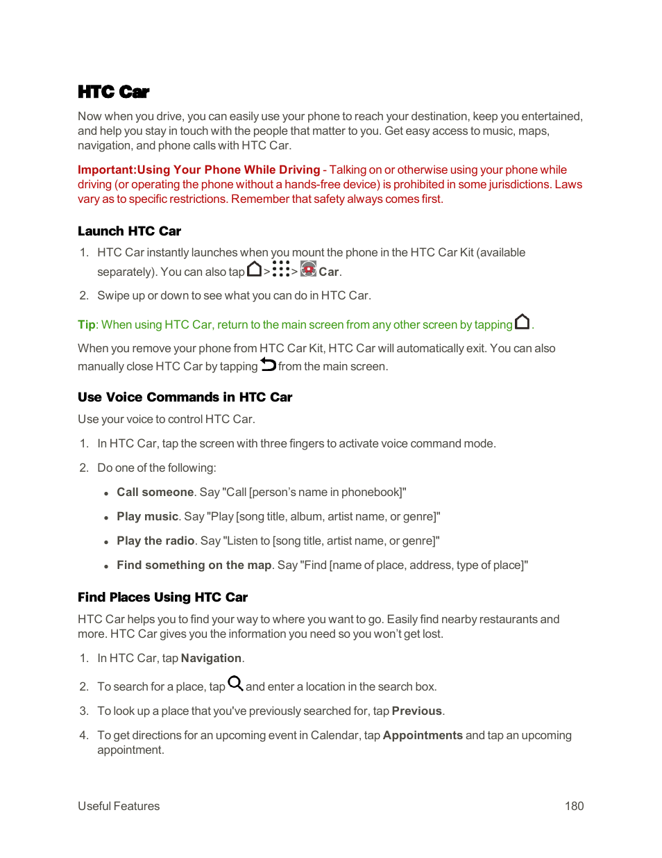 Htc car | HTC One M9 User Manual | Page 193 / 304