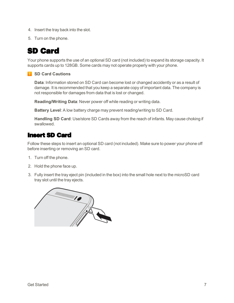 Sd card, Insert sd card | HTC One M9 User Manual | Page 20 / 304