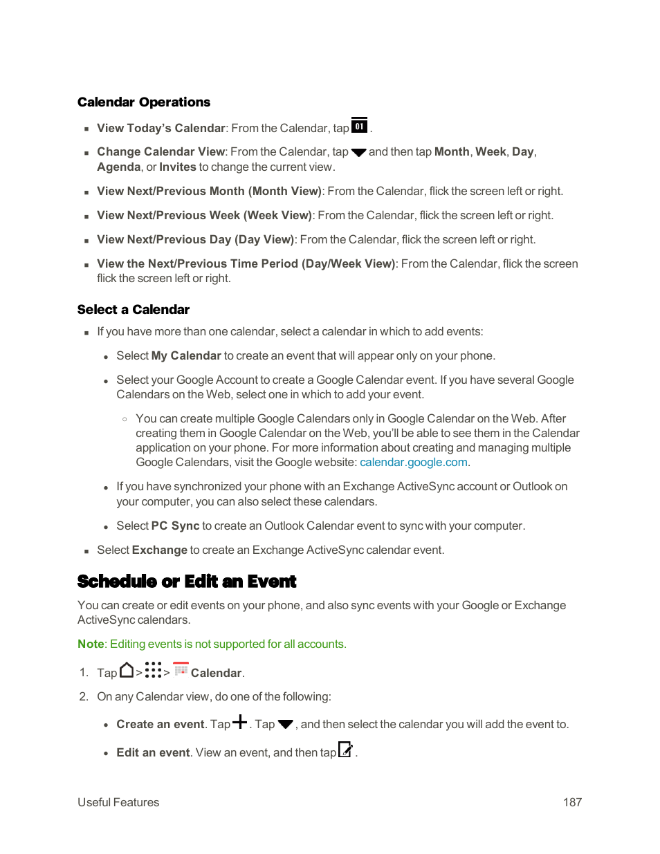 Schedule or edit an event | HTC One M9 User Manual | Page 200 / 304