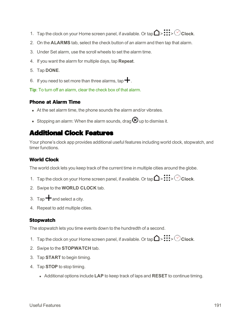 Additional clock features | HTC One M9 User Manual | Page 204 / 304