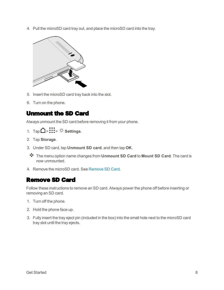 Unmount the sd card, Remove sd card | HTC One M9 User Manual | Page 21 / 304