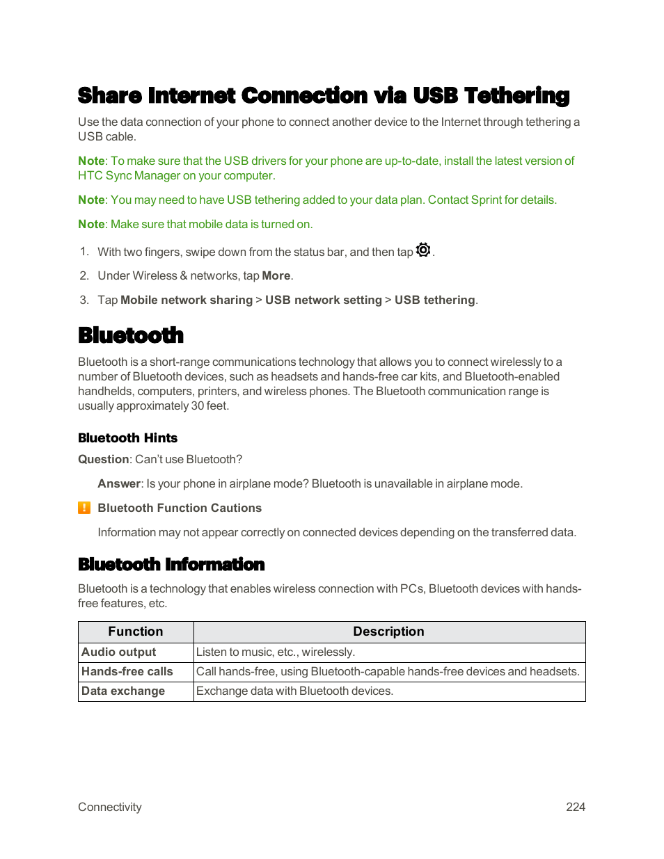 Share internet connection via usb tethering, Bluetooth, Bluetooth information | HTC One M9 User Manual | Page 237 / 304