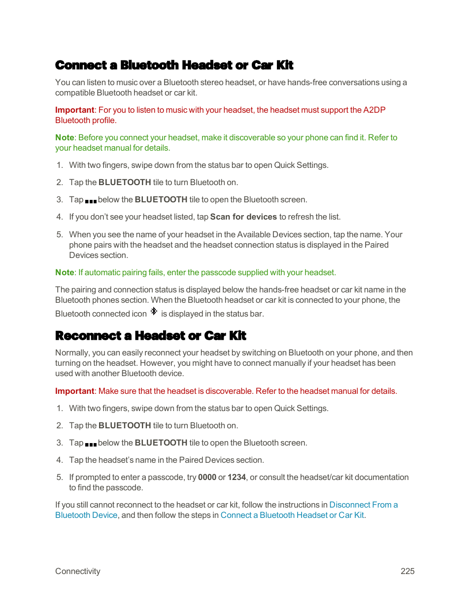 Connect a bluetooth headset or car kit, Reconnect a headset or car kit | HTC One M9 User Manual | Page 238 / 304