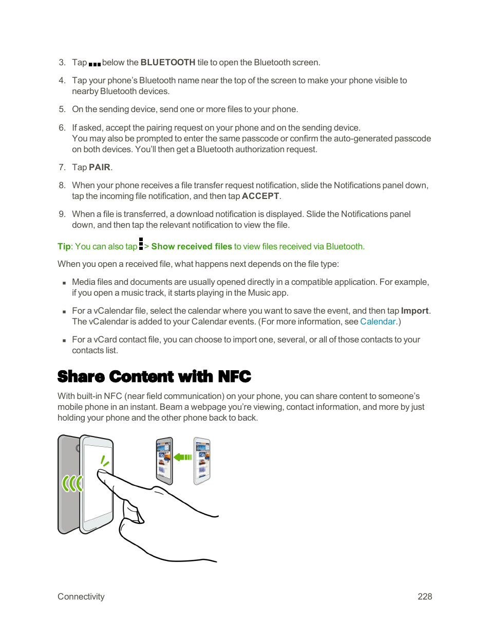 Share content with nfc | HTC One M9 User Manual | Page 241 / 304