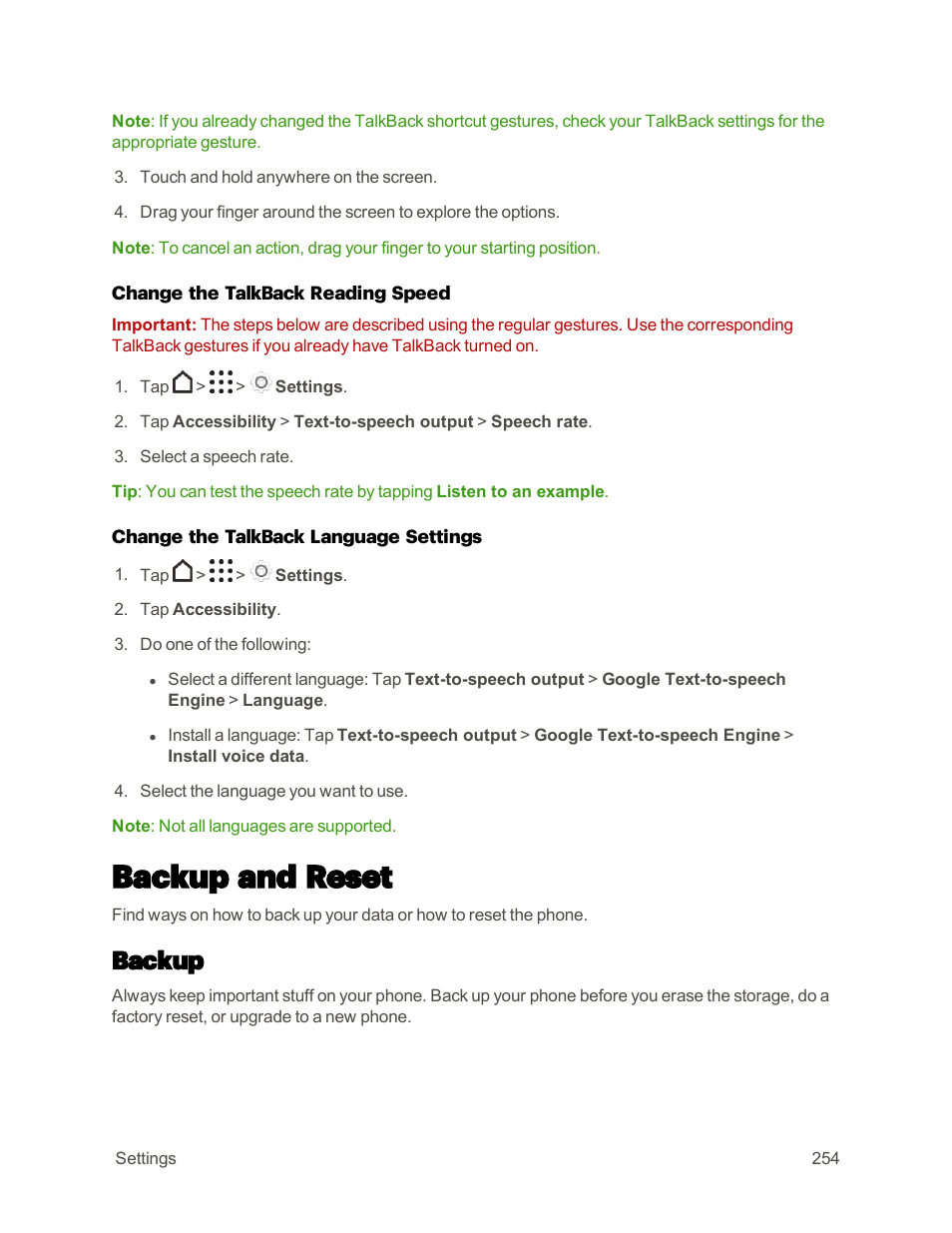 Backup and reset, Backup | HTC One M9 User Manual | Page 267 / 304
