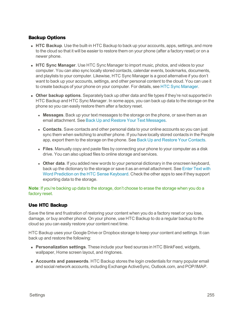 HTC One M9 User Manual | Page 268 / 304