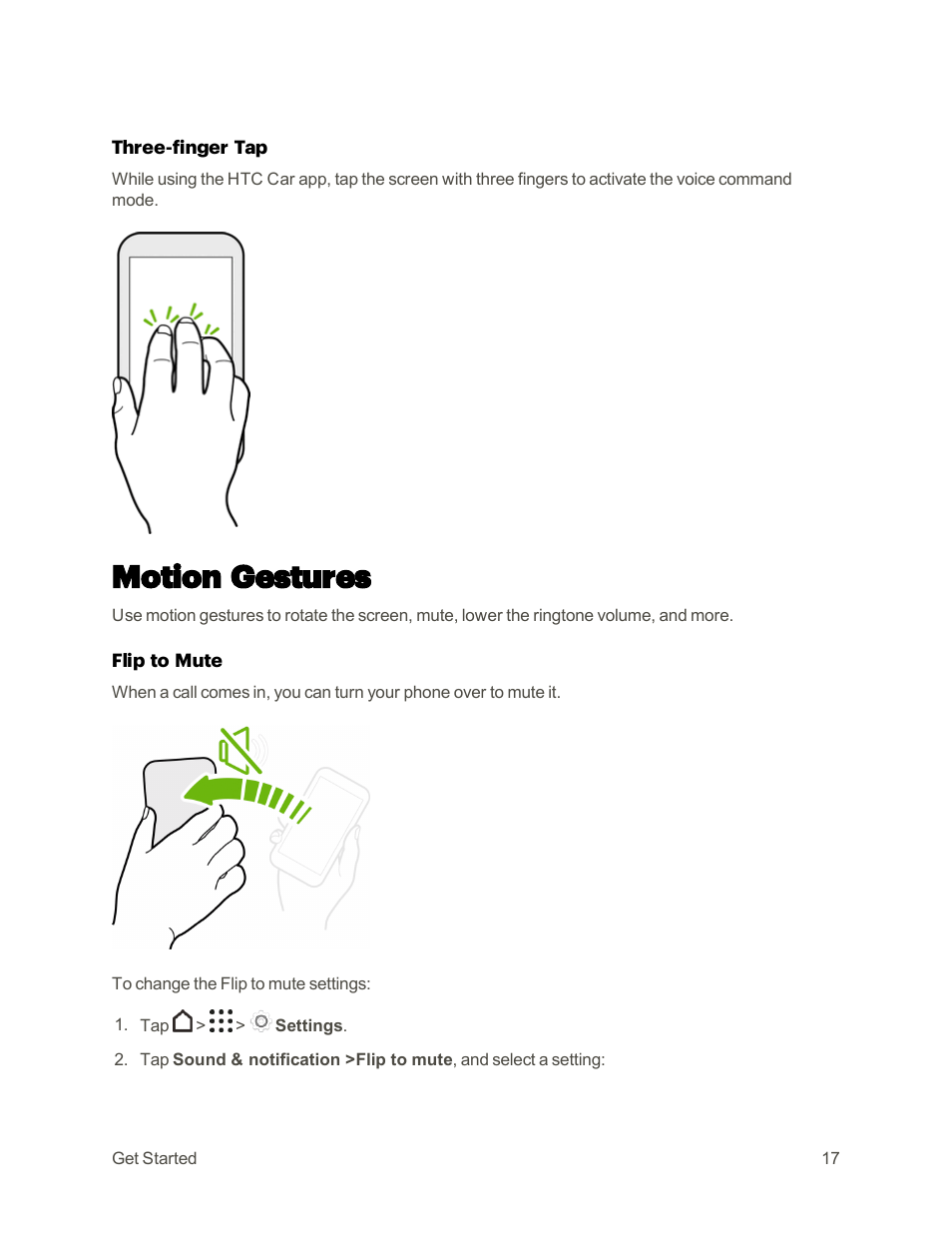 Motion gestures | HTC One M9 User Manual | Page 30 / 304