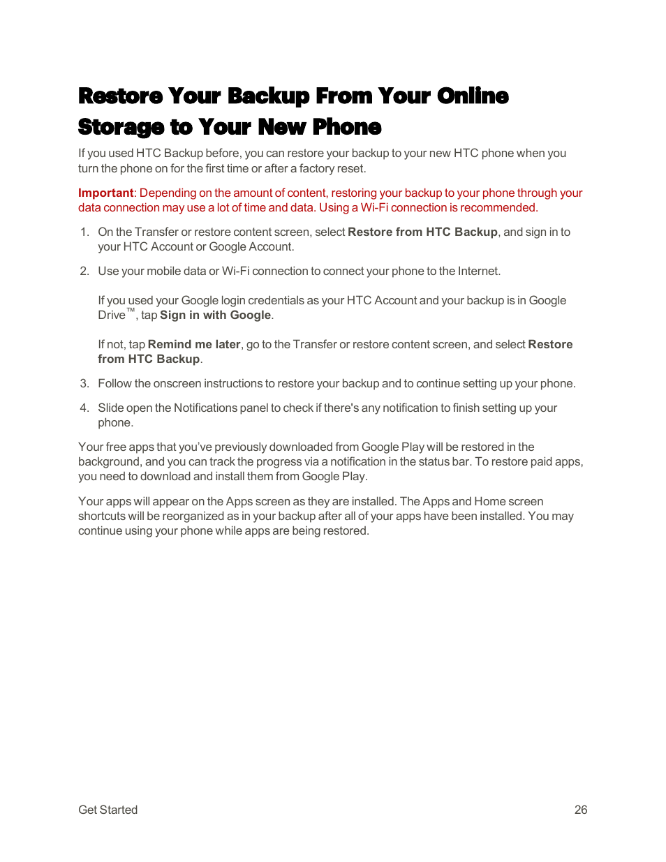 Restore | HTC One M9 User Manual | Page 39 / 304