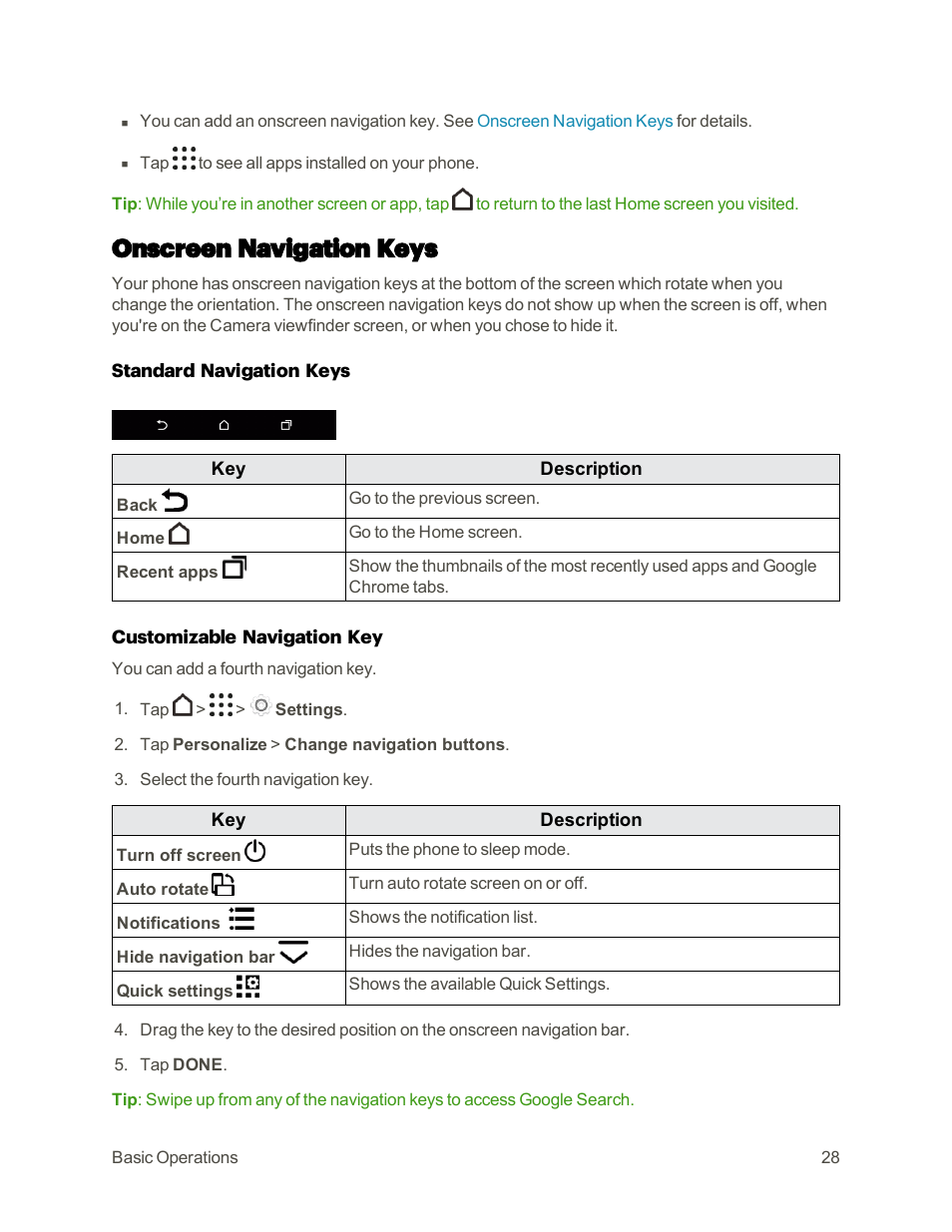 Onscreen navigation keys | HTC One M9 User Manual | Page 41 / 304