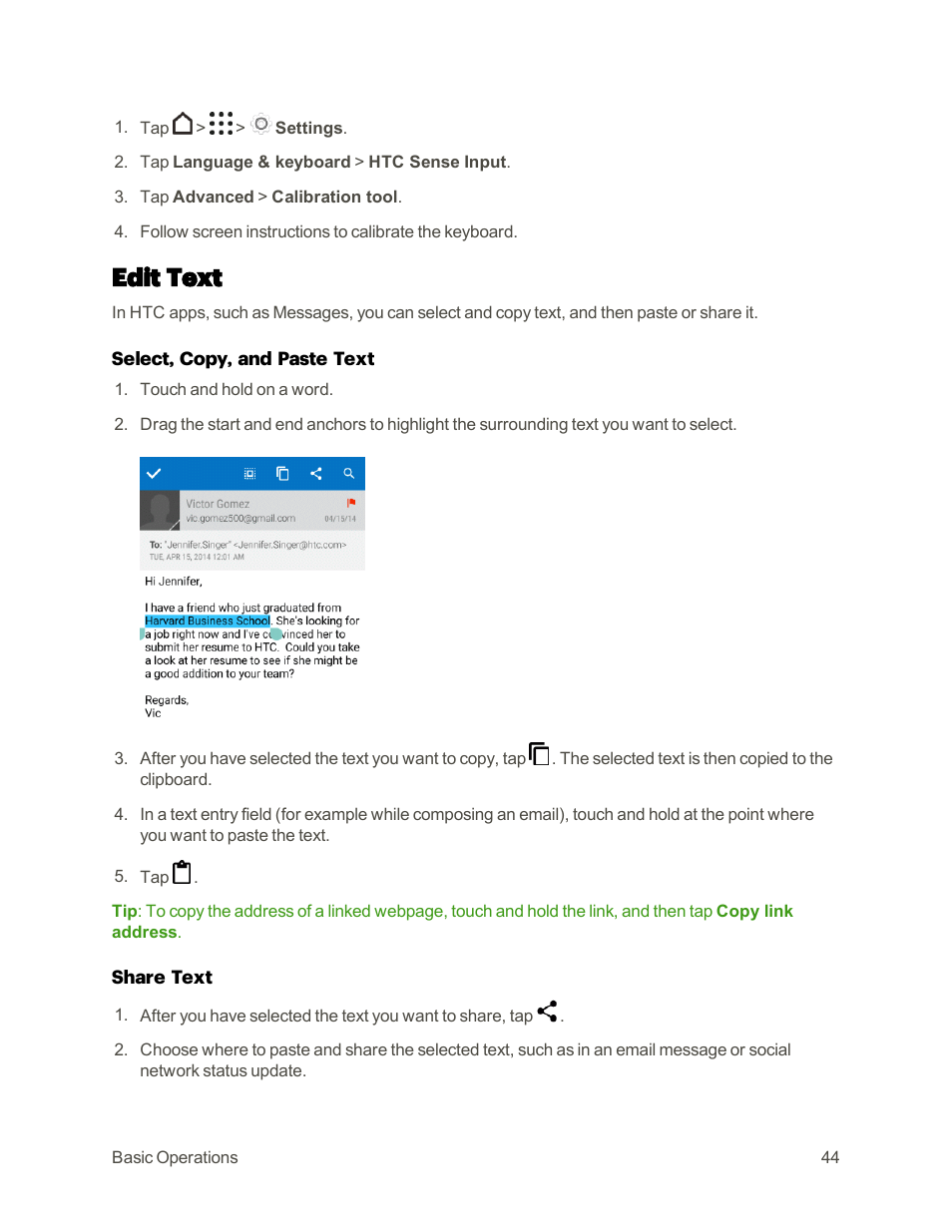 Edit text | HTC One M9 User Manual | Page 57 / 304