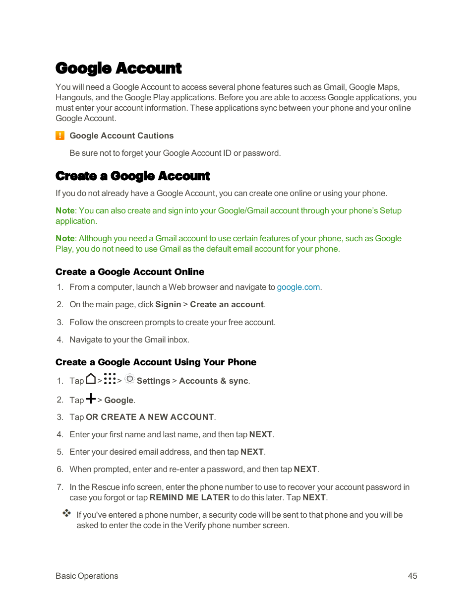 Google account, Create a google account | HTC One M9 User Manual | Page 58 / 304