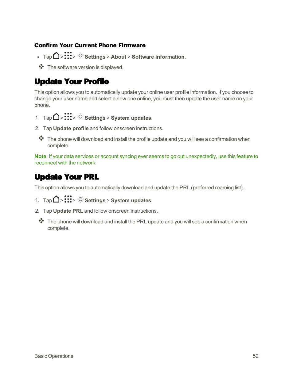 Update your profile, Update your prl | HTC One M9 User Manual | Page 65 / 304