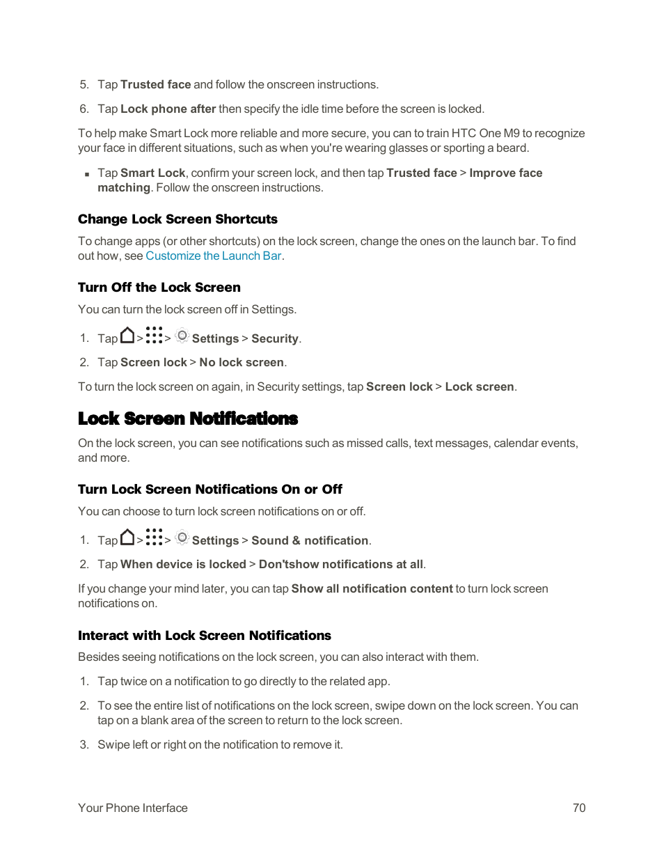 Lock screen notifications | HTC One M9 User Manual | Page 83 / 304