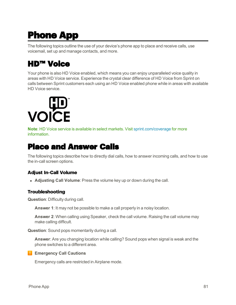 Phone app, Hd™ voice, Place and answer calls | HTC One M9 User Manual | Page 94 / 304
