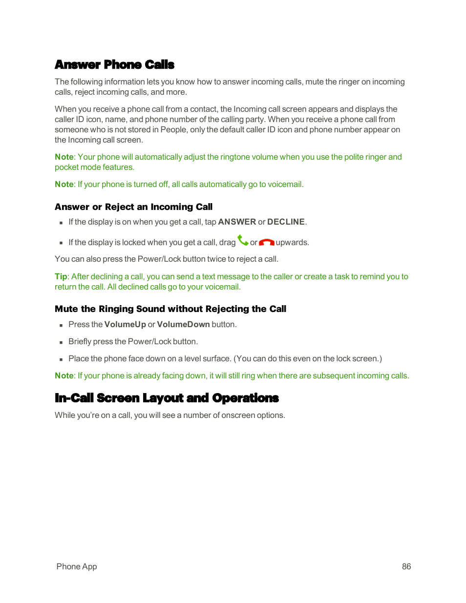 Answer phone calls, In-call screen layout and operations | HTC One M9 User Manual | Page 99 / 304