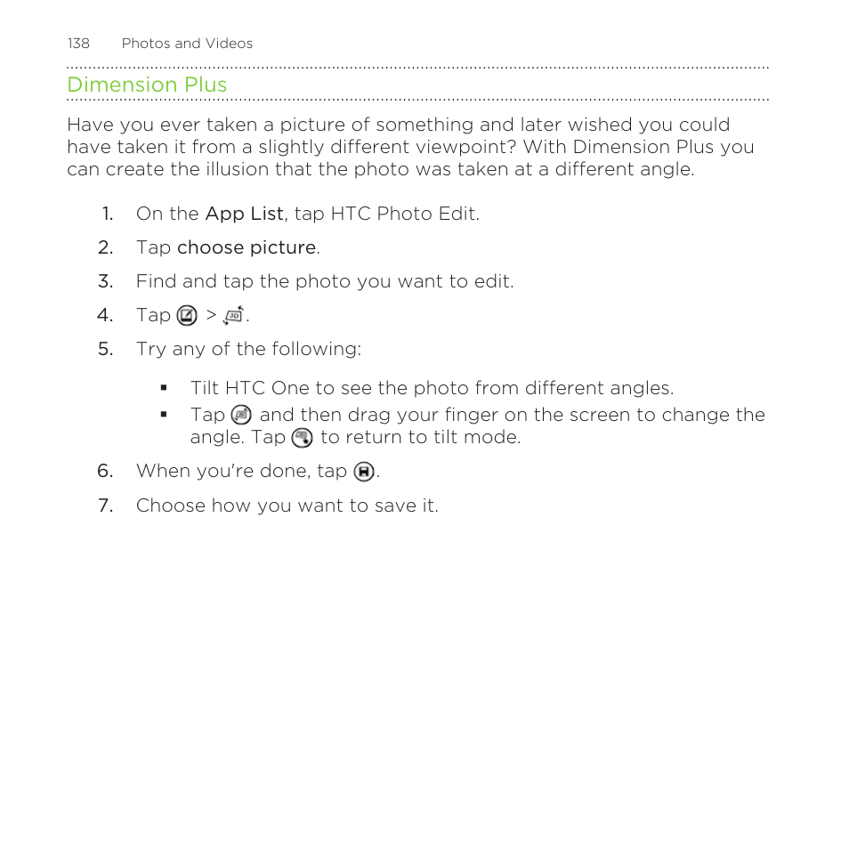 Dimension plus | HTC One M8 for Windows User Manual | Page 138 / 204