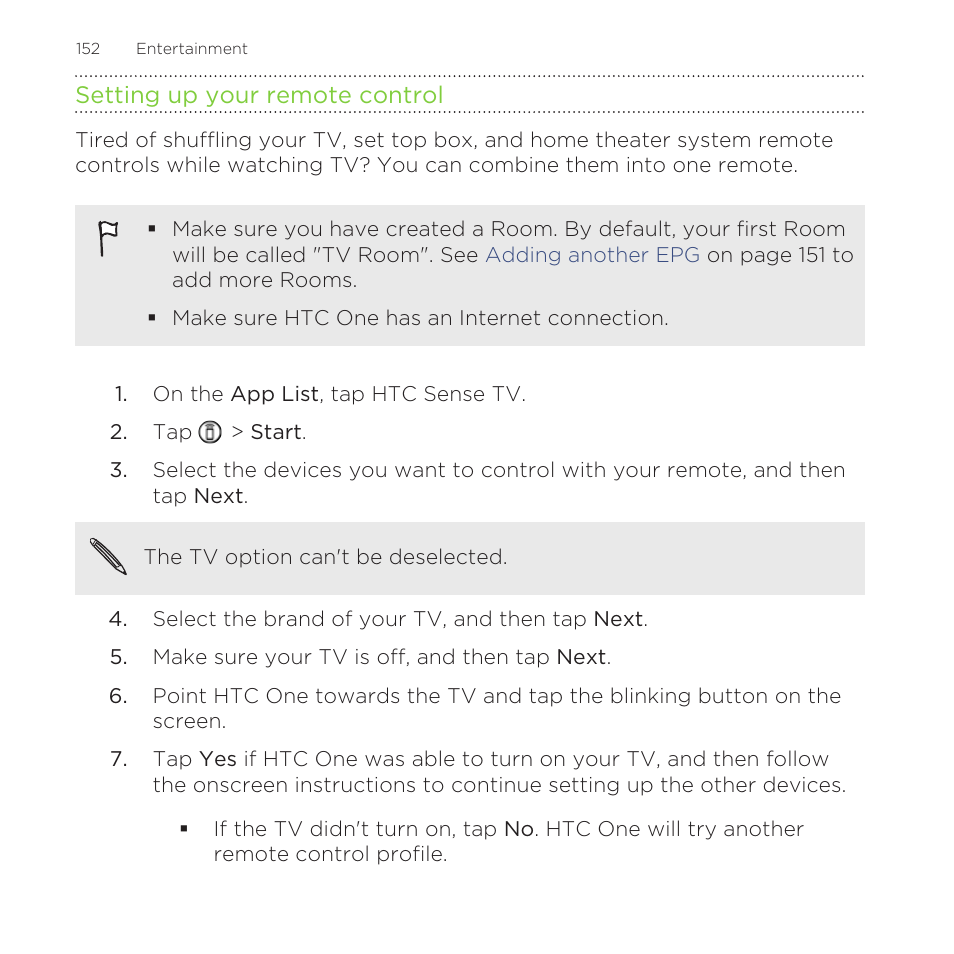 Setting up your remote control | HTC One M8 for Windows User Manual | Page 152 / 204