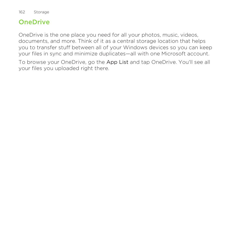 Onedrive | HTC One M8 for Windows User Manual | Page 162 / 204