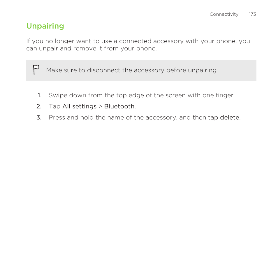 Unpairing | HTC One M8 for Windows User Manual | Page 173 / 204