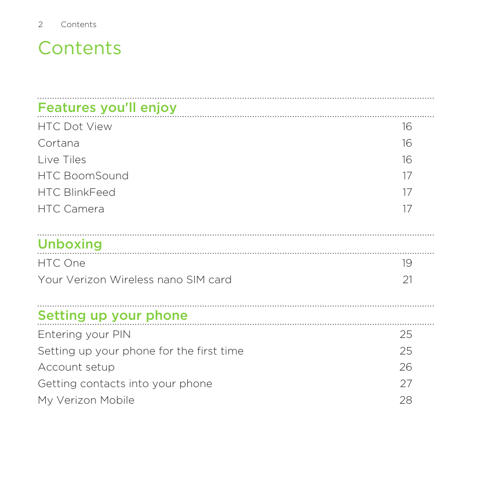HTC One M8 for Windows User Manual | Page 2 / 204