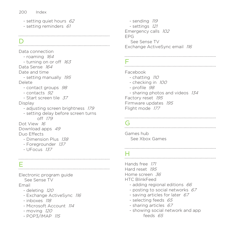See htc blinkfeed | HTC One M8 for Windows User Manual | Page 200 / 204